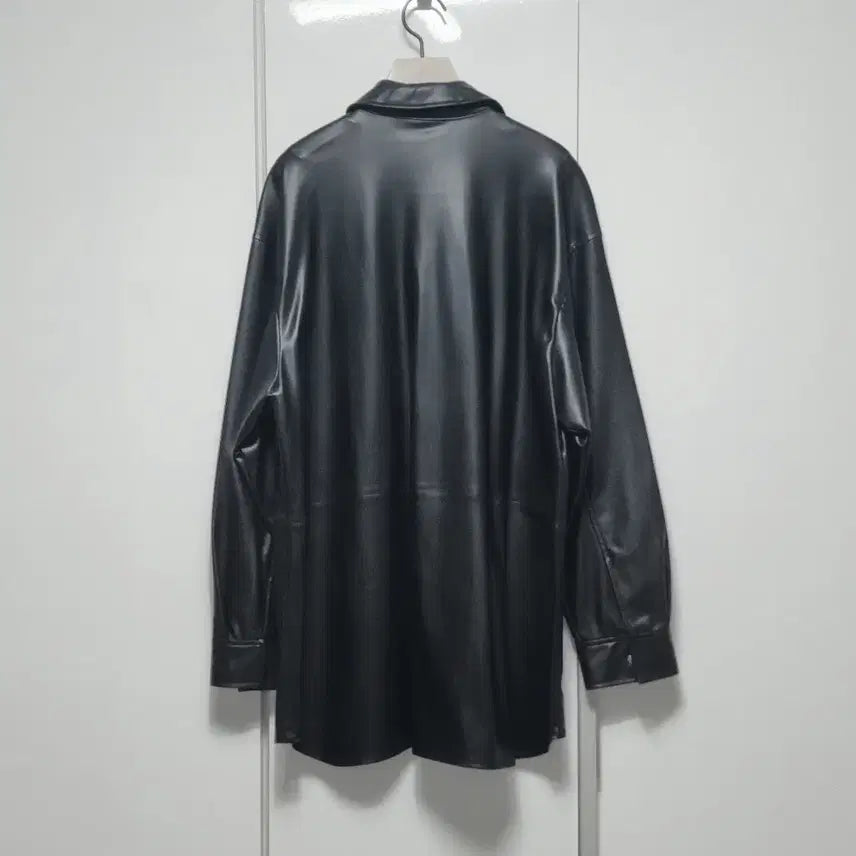 [BUNJANG] ZARA Eco Leather Overshirt Jacket Black M / 정품 자라 에코 레더 오버 포켓 셔츠 자켓 블랙 M 미디움 새상품 가죽