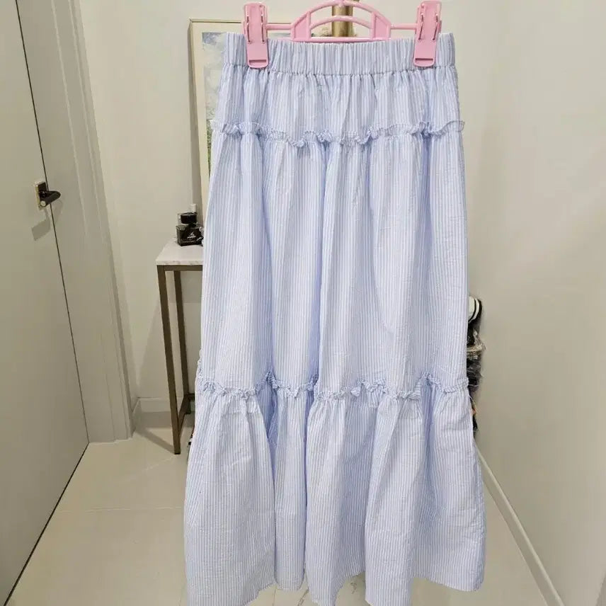 [BUNJANG] Striped Frill Long Skirt / 스트라이프 프릴캉캉 롱스커트 색상택1
