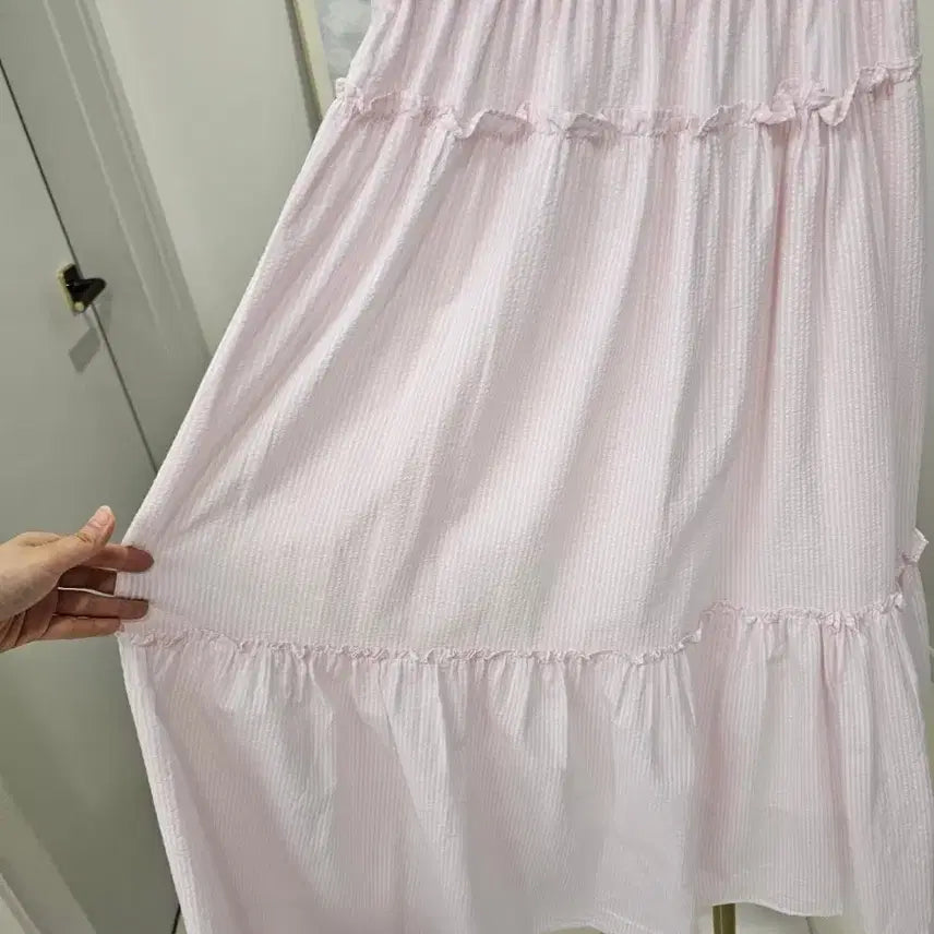 [BUNJANG] Striped Frill Long Skirt / 스트라이프 프릴캉캉 롱스커트 색상택1