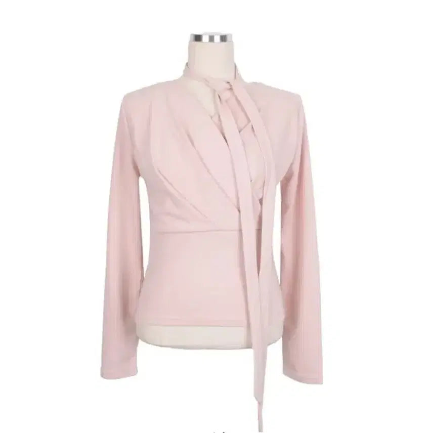 [BUNJANG] Choker Wrap Shirring Knit Top / (원가3.8) 초커 랩 셔링 랩 니트 티셔츠 핑크 소개팅 하객룩 레이어드