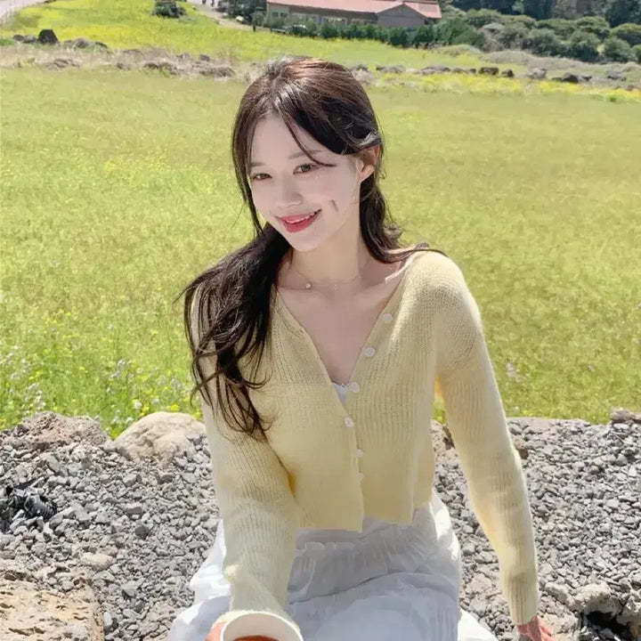 [BUNJANG] Dayroze Yellow Cardigan / 데이로제 자체제작 가디건 에이블리
