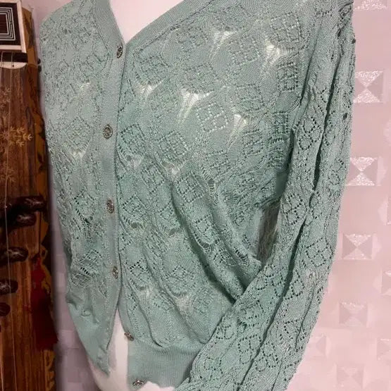 [BUNJANG] Summer Mint See-through Cardigan / 고급스러운 시스루 민트 여름 가디건