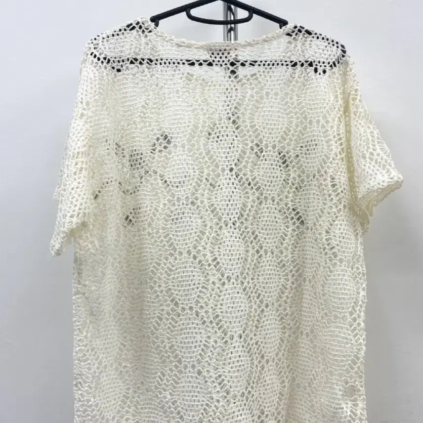 [BUNJANG] Vintage Ivory Crochet Knit Top / 일본빈티지 아이보리 크로셰 반팔 니트 히피 에스닉 보헤미안