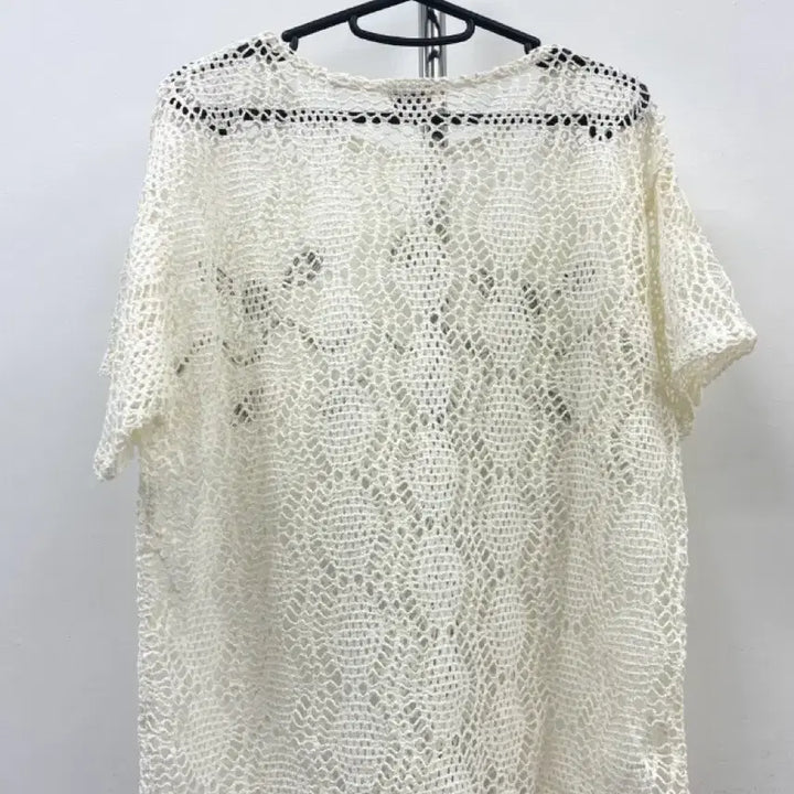 [BUNJANG] Vintage Ivory Crochet Knit Top / 일본빈티지 아이보리 크로셰 반팔 니트 히피 에스닉 보헤미안