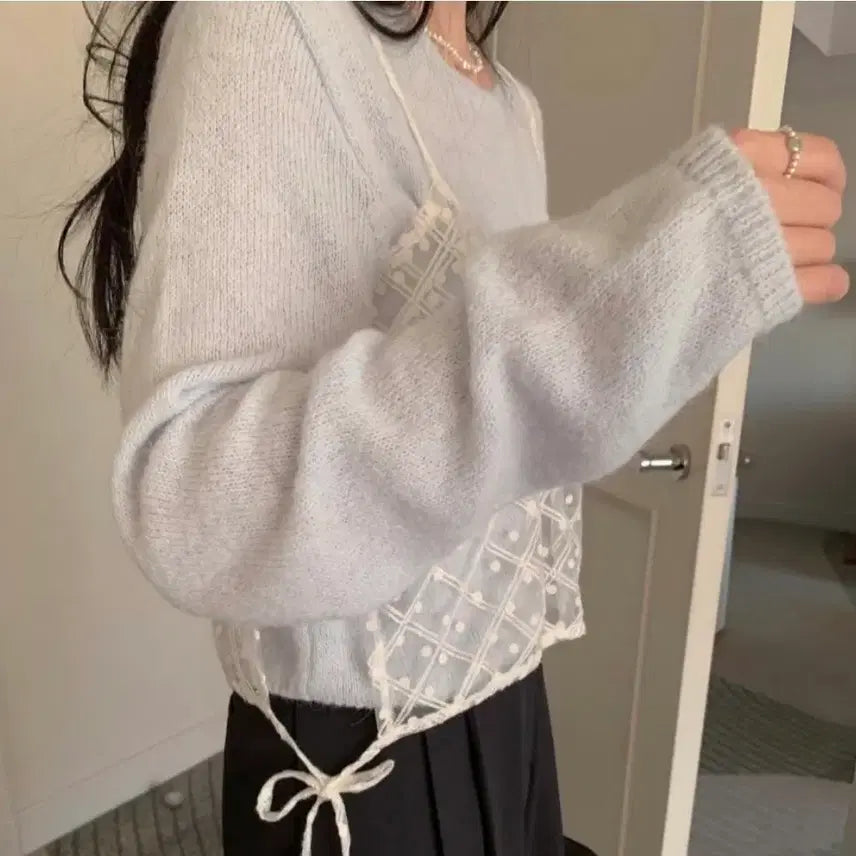 [BUNJANG] Melounge Alpaca Knit Top / (원가4.5) 멜라운지 여리여리 헤어리 알파카 니트
