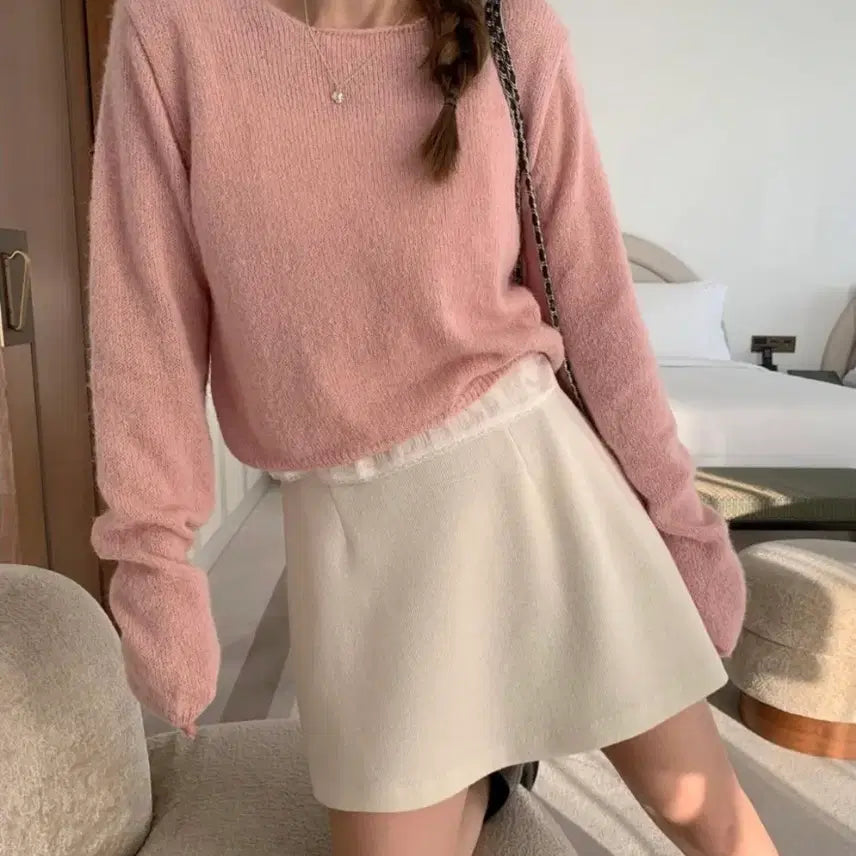 [BUNJANG] Melounge Alpaca Knit Top / (원가4.5) 멜라운지 여리여리 헤어리 알파카 니트