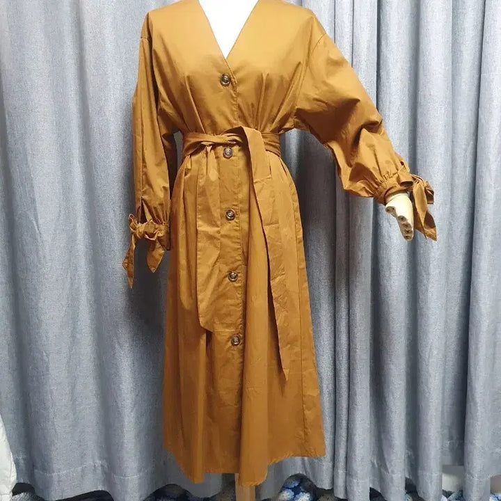 [BUNJANG] Camel Waist Tie Premium Dress / 카멜 허리끈 고급 원피스