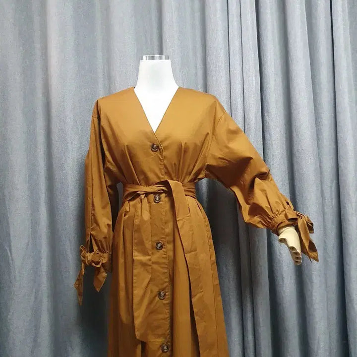 [BUNJANG] Camel Waist Tie Premium Dress / 카멜 허리끈 고급 원피스