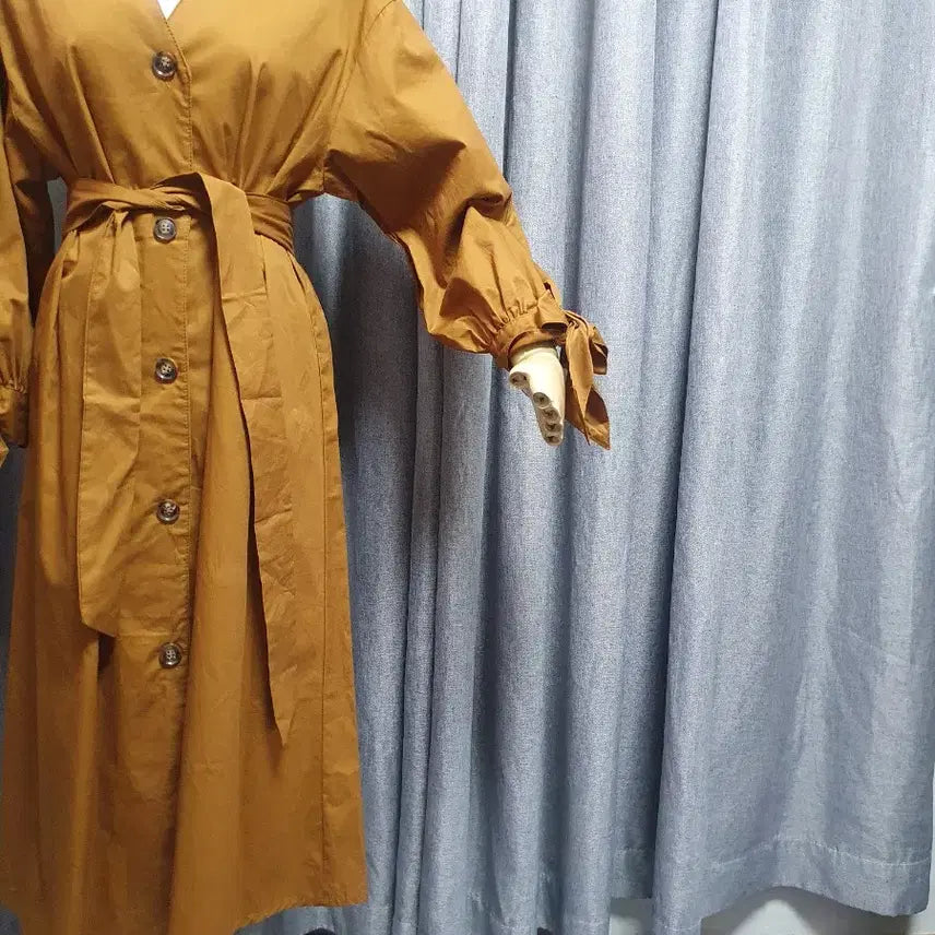 [BUNJANG] Camel Waist Tie Premium Dress / 카멜 허리끈 고급 원피스