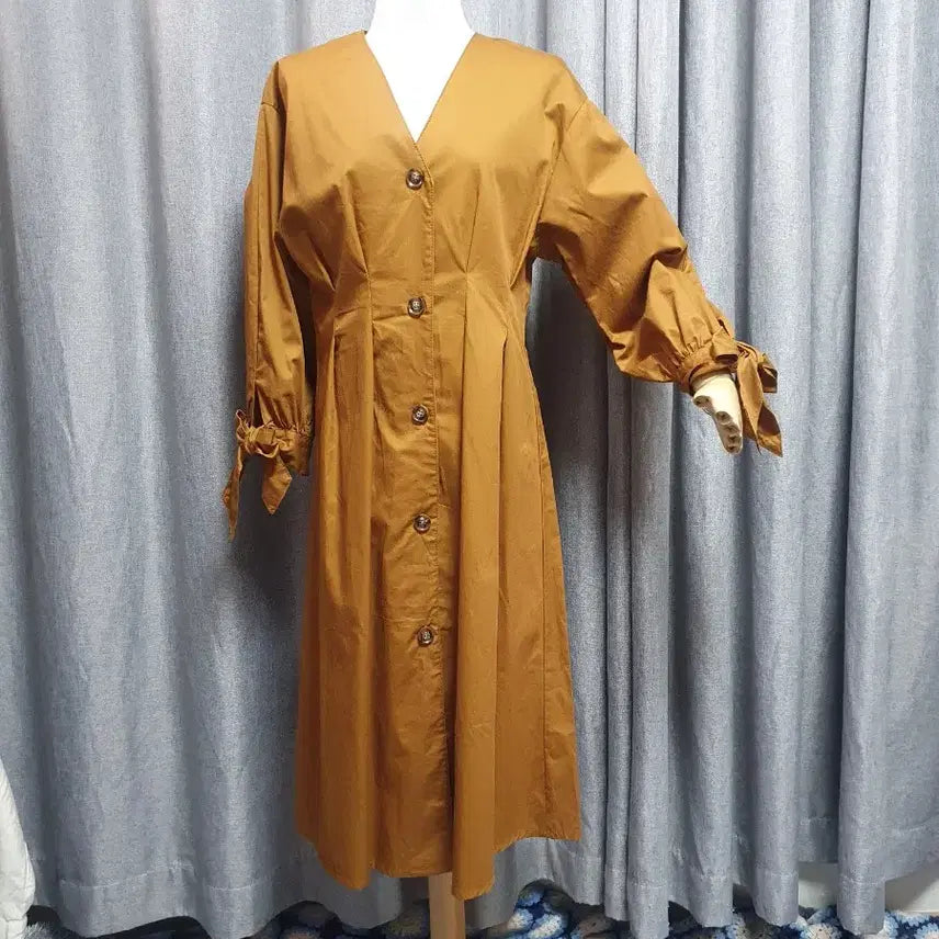 [BUNJANG] Camel Waist Tie Premium Dress / 카멜 허리끈 고급 원피스
