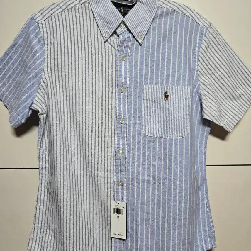 [BUNJANG] Polo Ralph Lauren Oxford White Stripe Short Sleeve Shirt / 폴로랄프로렌 옥스포드 백색 스트라이프 반팔셔츠(새상품