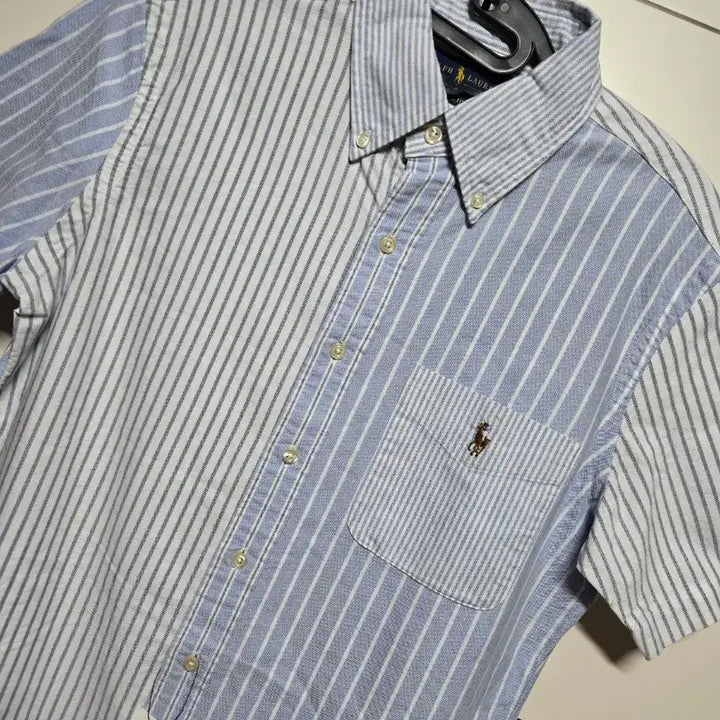[BUNJANG] Polo Ralph Lauren Oxford White Stripe Short Sleeve Shirt / 폴로랄프로렌 옥스포드 백색 스트라이프 반팔셔츠(새상품