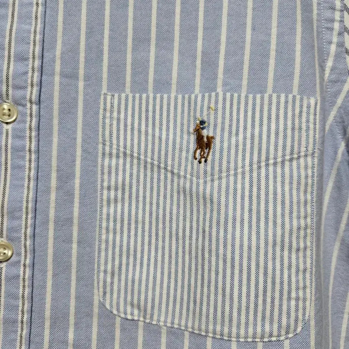 [BUNJANG] Polo Ralph Lauren Oxford White Stripe Short Sleeve Shirt / 폴로랄프로렌 옥스포드 백색 스트라이프 반팔셔츠(새상품