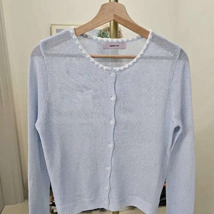 [BUNJANG] Wave Pattern Knit Cardigan / 배색 웨이브 여리여리 가디건 색상택1