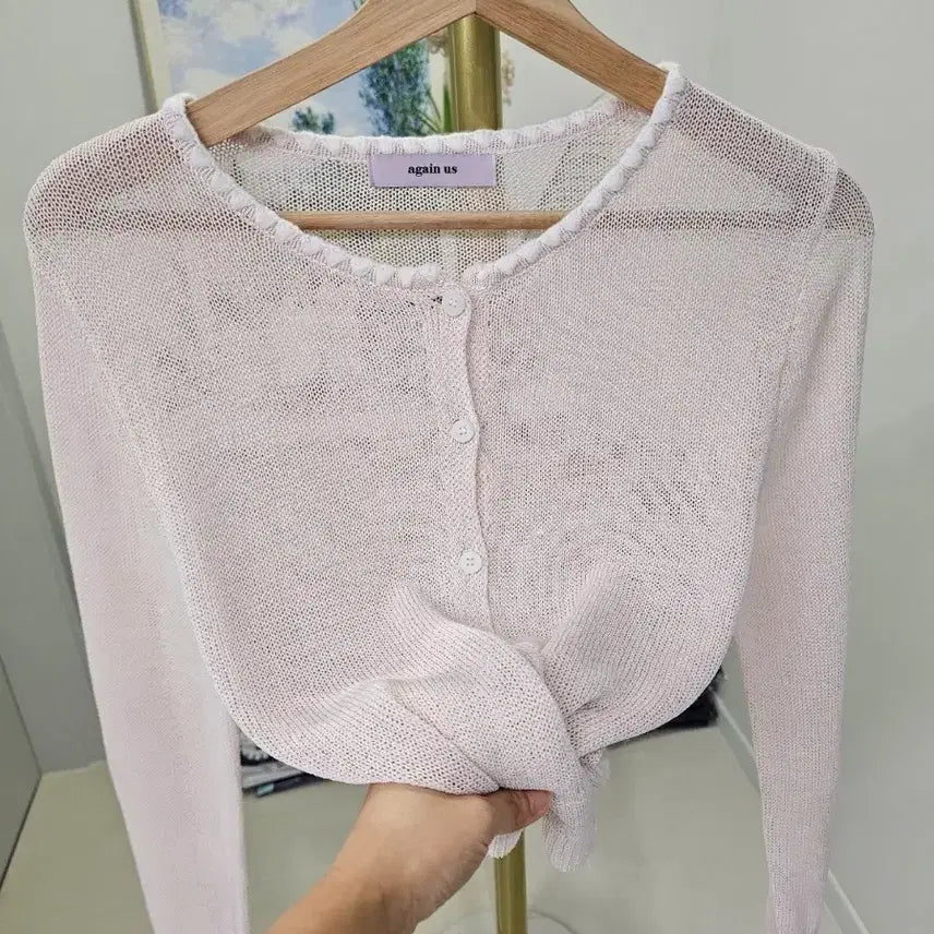 [BUNJANG] Wave Pattern Knit Cardigan / 배색 웨이브 여리여리 가디건 색상택1