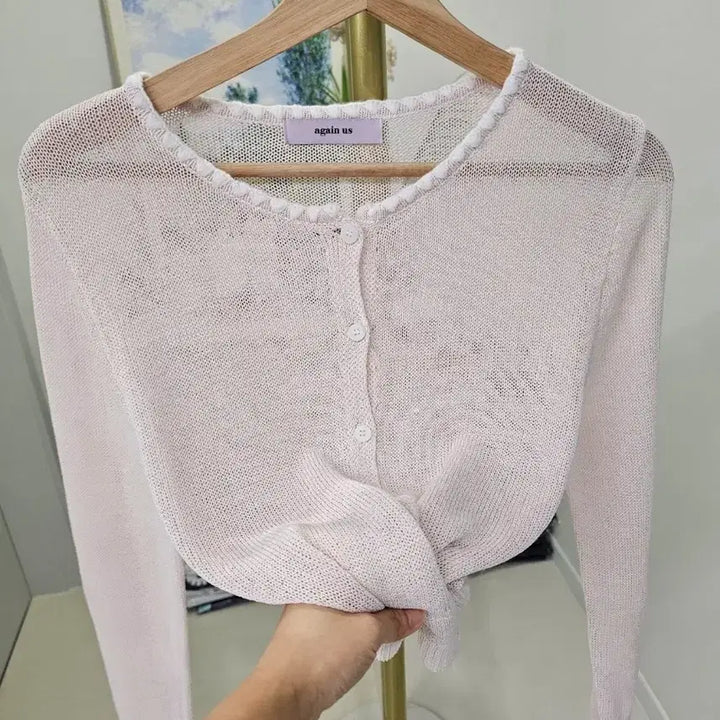 [BUNJANG] Wave Pattern Knit Cardigan / 배색 웨이브 여리여리 가디건 색상택1