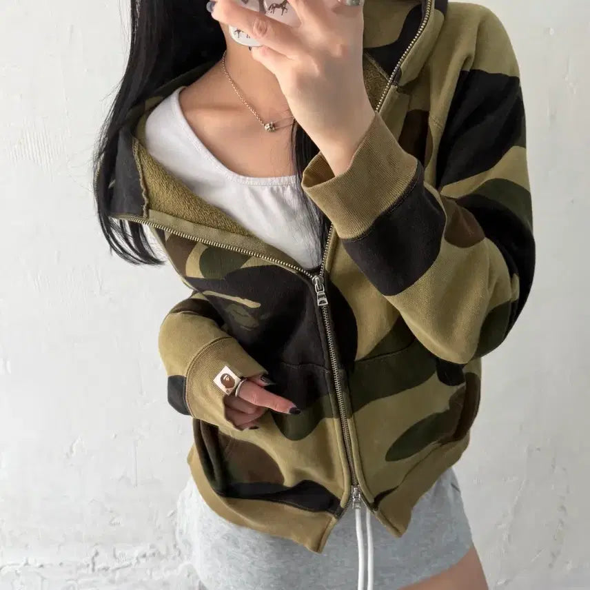 [BUNJANG] Bape Camo Pattern Full-zip Hoodie / Bape 베이프 카모패턴 풀집업 후드