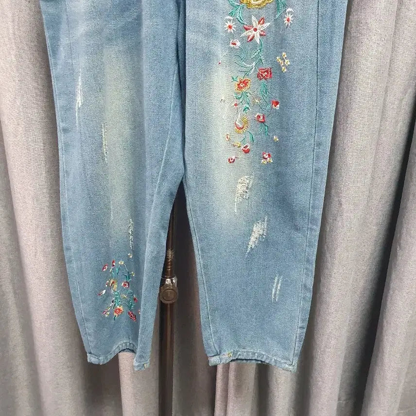 [BUNJANG] L-Embroidered Banded Denim Pants / L자수 밴딩 데님