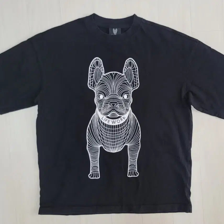 [BUNJANG] Life Work Big Dog Logo Round Neck T-shirt / (M)라이프워크 빅독로고 라운드넥 반팔티셔츠 판매합니다