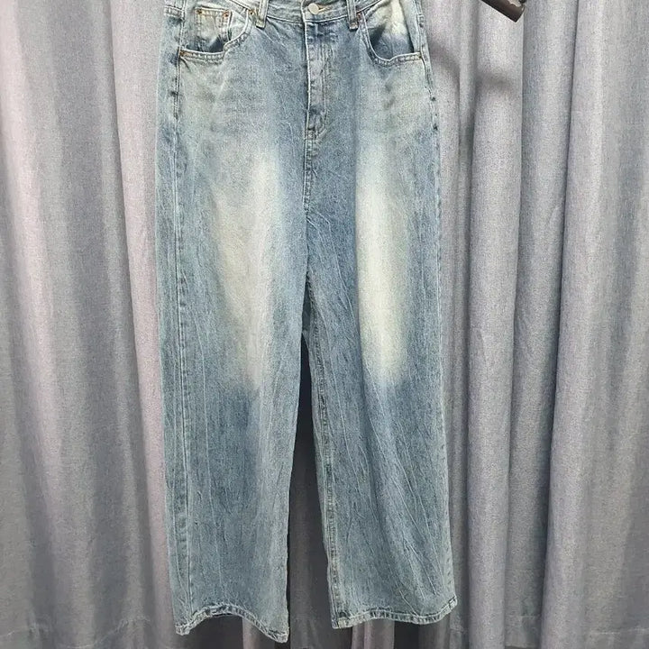 [BUNJANG] L Washing Wide Denim Jeans / L워싱 와이드 데님