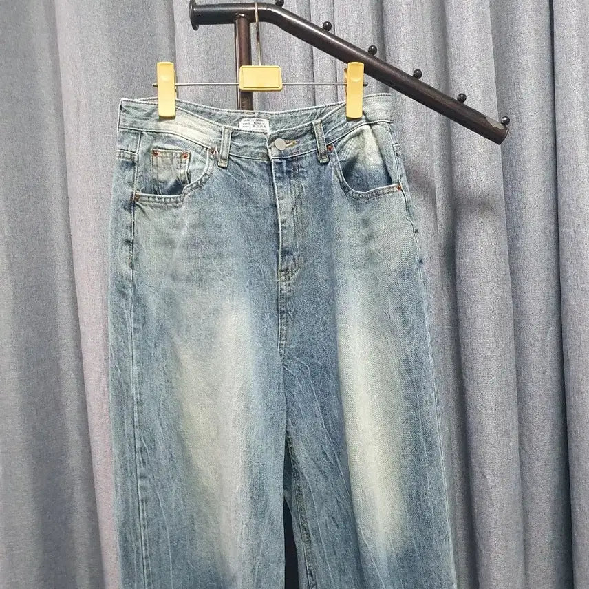 [BUNJANG] L Washing Wide Denim Jeans / L워싱 와이드 데님
