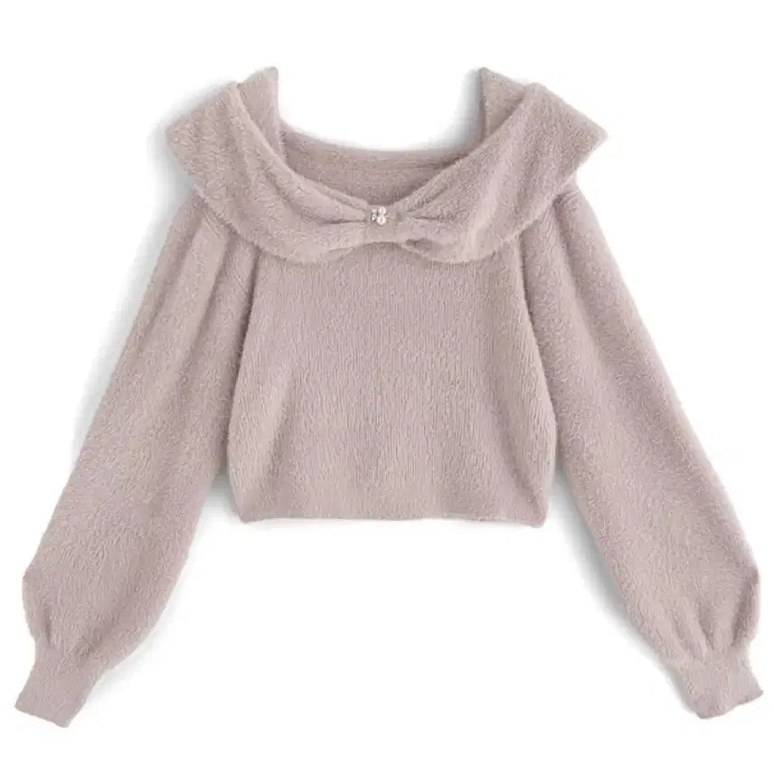 [BUNJANG] GRL Ribbon Fur Knit Top - Pink / GRL 그레일 리본 퍼 니트 탑 핑크