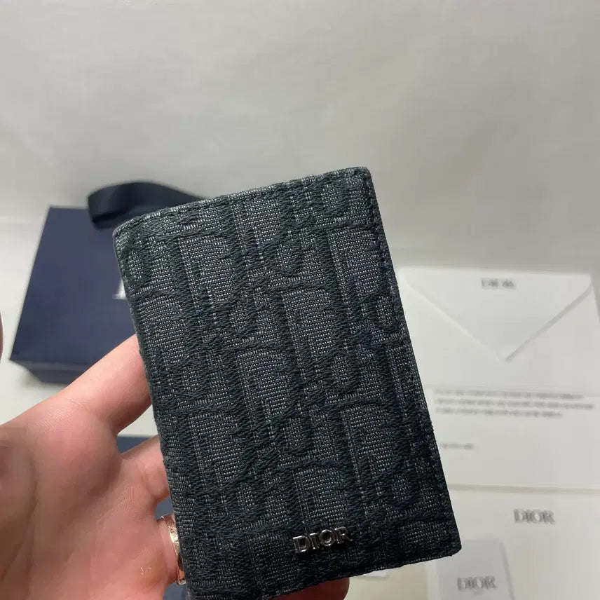 [BUNJANG] Dior Oblique Jacquard Vertical Card Holder Black / [새상품급,풀구성] 디올 오블리크 자카드 버티컬 2단 카드지갑 블랙