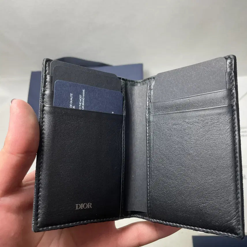 [BUNJANG] Dior Oblique Jacquard Vertical Card Holder Black / [새상품급,풀구성] 디올 오블리크 자카드 버티컬 2단 카드지갑 블랙