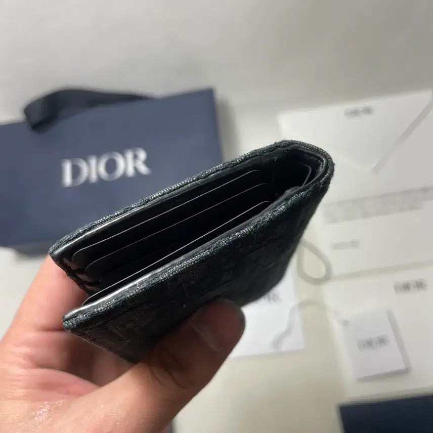[BUNJANG] Dior Oblique Jacquard Vertical Card Holder Black / [새상품급,풀구성] 디올 오블리크 자카드 버티컬 2단 카드지갑 블랙