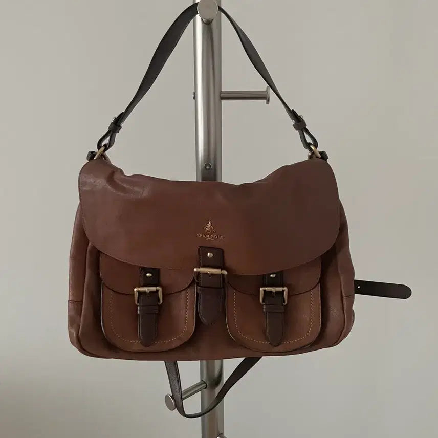 [BUNJANG] Bean Pole Leather Tote Crossbody Bag / 빈폴(BEAN POLE) 레더 토트 크로스백