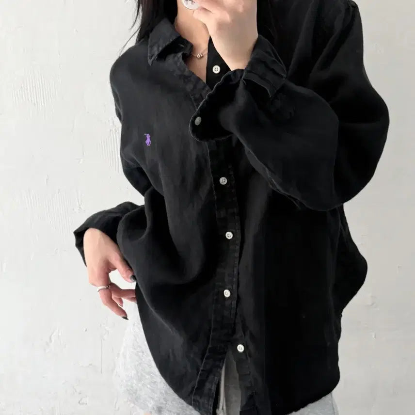 [SOLD OUT] Polo 폴로 랄프로렌 신형 퍼플포니 블랙컬러 린넨 셔츠