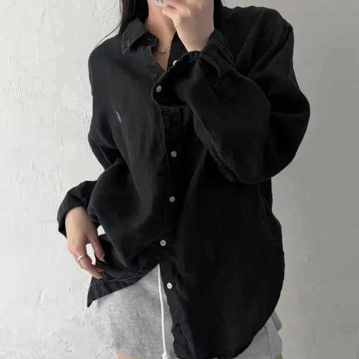 [SOLD OUT] Polo 폴로 랄프로렌 신형 퍼플포니 블랙컬러 린넨 셔츠