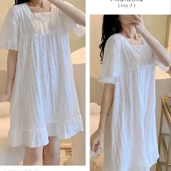 [BUNJANG] Summer Princess Short Sleeve Dress Pajamas / 여름 반팔 공주 원피스 잠옷