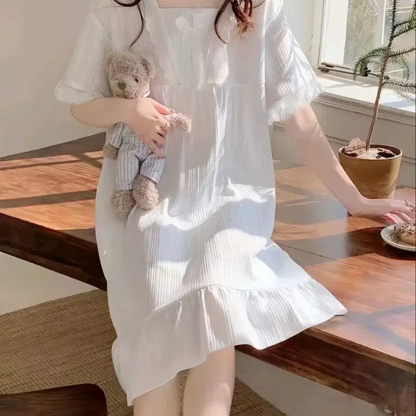 [BUNJANG] Summer Princess Short Sleeve Dress Pajamas / 여름 반팔 공주 원피스 잠옷