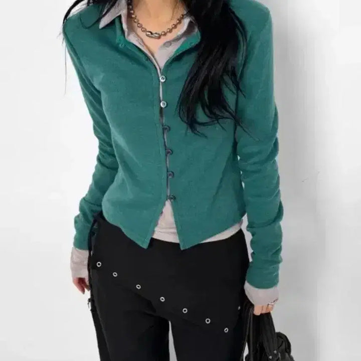 [BUNJANG] Loopon Verid Button Wool Cardigan / 루프온 베리드 버튼 울 가디건, 슬리브 (이너포함