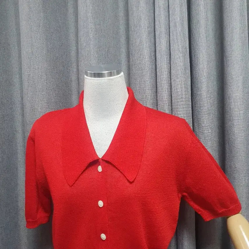 [BUNJANG] KARA Red Short-Sleeve Knit Cardigan / 카라 레드 반팔니트가디건