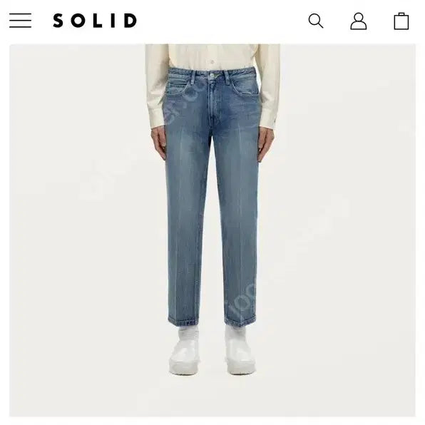 [BUNJANG] Solid Homme Straight Crop Denim Pants / 솔리드 옴므 중청  스트레이트 크롭 데님 팬츠