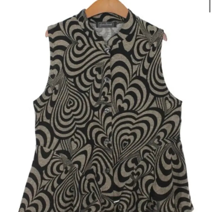[BUNJANG] Vintage Heart Pattern Sleeveless Blouse &amp; Turtleneck Knit Vest / 빈티지 하트 패턴 민소매 블라우스 + 터틀넥 니트 베스트