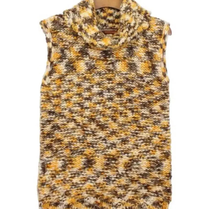 [BUNJANG] Vintage Heart Pattern Sleeveless Blouse &amp; Turtleneck Knit Vest / 빈티지 하트 패턴 민소매 블라우스 + 터틀넥 니트 베스트