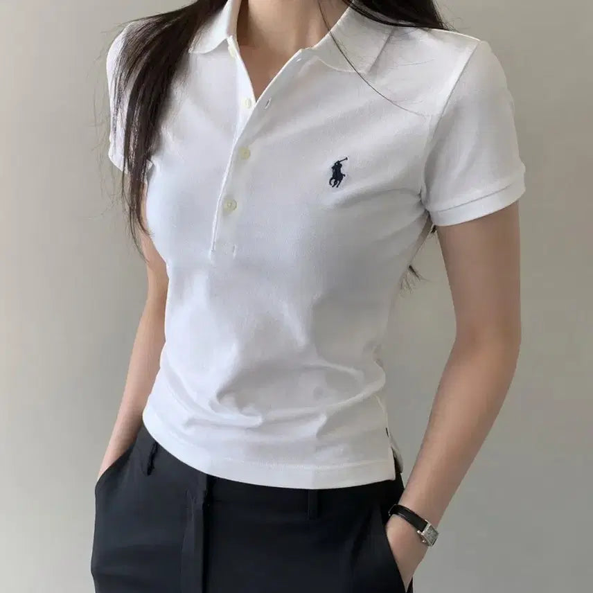 [BUNJANG] Polo Ralph Lauren Slim Fit PK Collar T-shirt / 폴로 랄프로렌 여성 슬림핏 반팔 PK 카라티