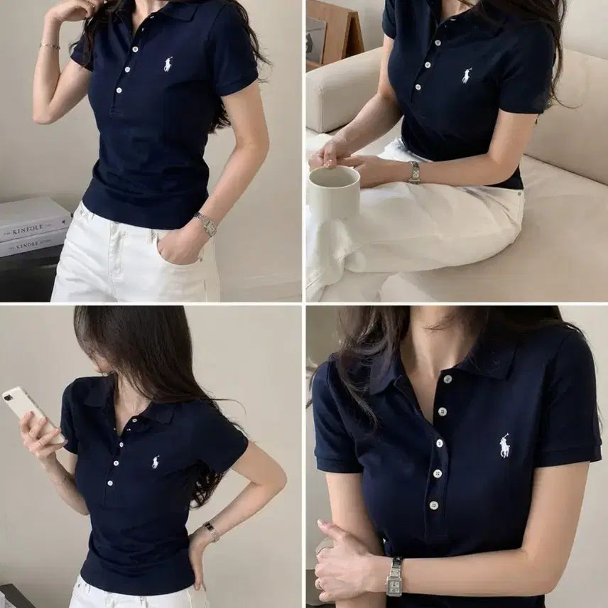 [BUNJANG] Polo Ralph Lauren Slim Fit PK Collar T-shirt / 폴로 랄프로렌 여성 슬림핏 반팔 PK 카라티