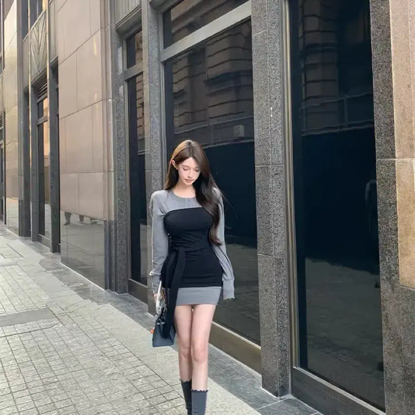[BUNJANG] Layered Mini Dress / 레이어드 미니 원피스