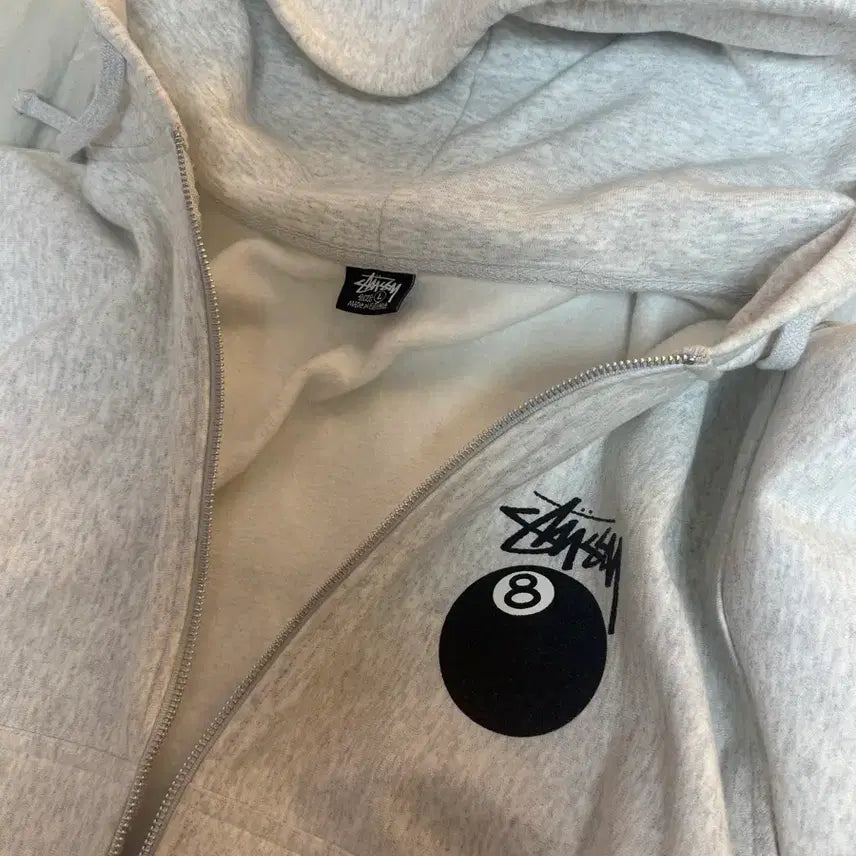 [BUNJANG] Stussy 8 Ball Hoodie Ash Heather Gray L / 스투시 8볼 후드집업 애쉬 헤더 그레이  L