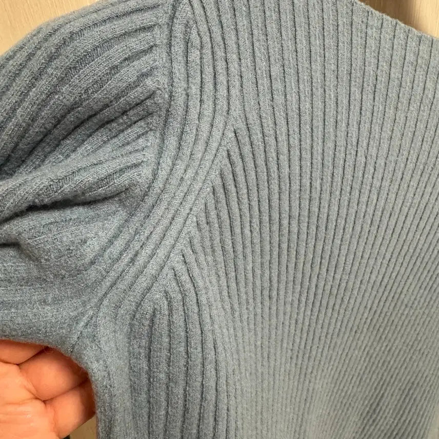 [BUNJANG] AURALEE Super Fine Wool Wide Rib Knit Sweater / [AURALEE] 오라리 슈퍼 파인 울 와이드 리브 니트 (블루그레이 /