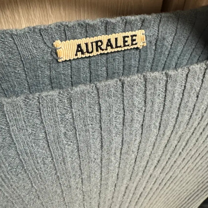 [BUNJANG] AURALEE Super Fine Wool Wide Rib Knit Sweater / [AURALEE] 오라리 슈퍼 파인 울 와이드 리브 니트 (블루그레이 /