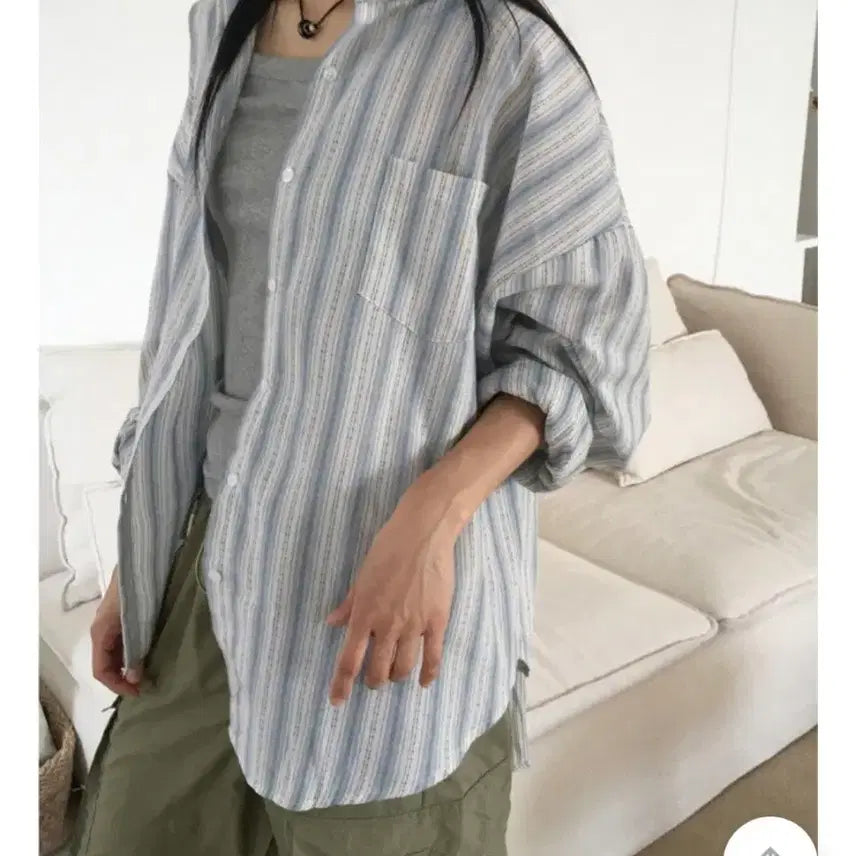 [BUNJANG] Striped Color Block Summer Shirt / 스트라이프 배색 여름 셔츠