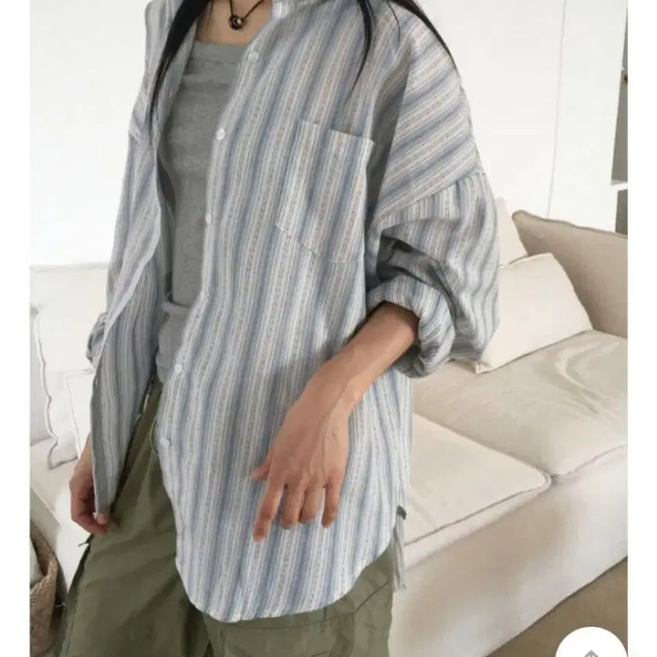 [BUNJANG] Striped Color Block Summer Shirt / 스트라이프 배색 여름 셔츠