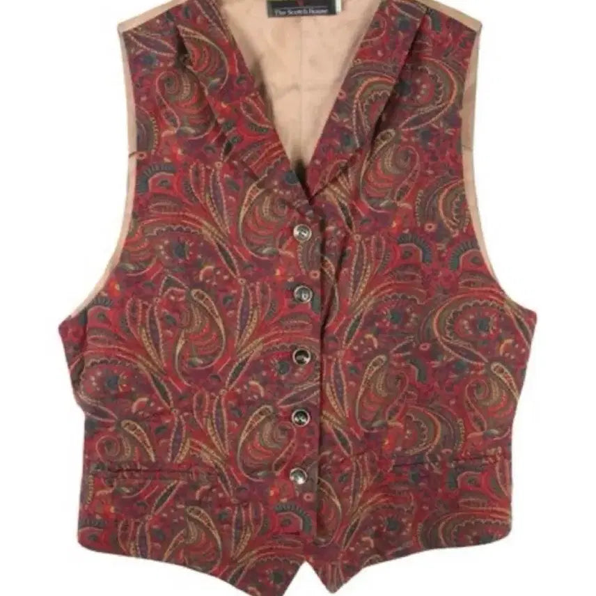 [BUNJANG] Scotch House Paisley Vest / 스카치하우스 페이즐리 조끼 + 핑크 배색 니트 베스트