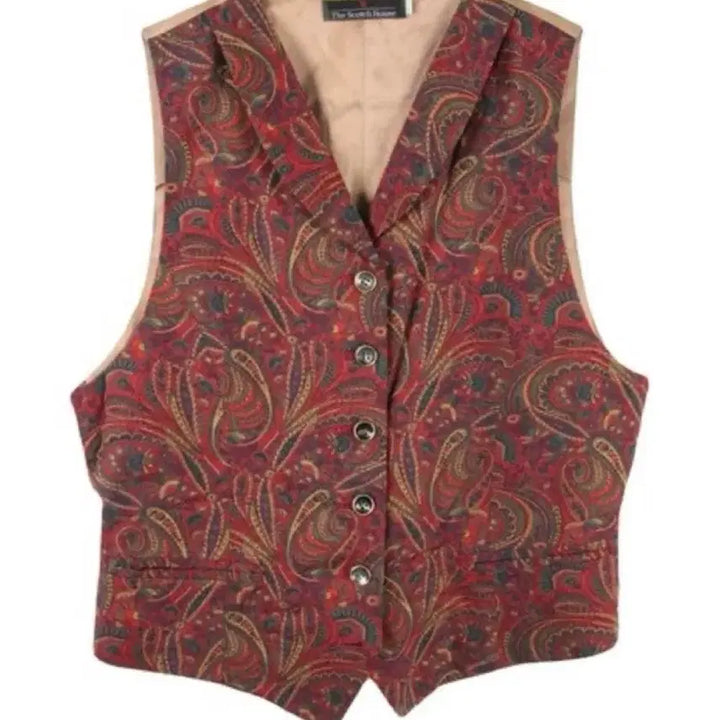 [BUNJANG] Scotch House Paisley Vest / 스카치하우스 페이즐리 조끼 + 핑크 배색 니트 베스트