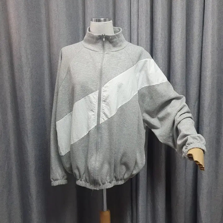 [BUNJANG] Woven Melange Zip-Up Jacket / 우븐배색 오버 멜란지 집업